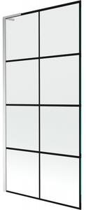 Mexen Next L, paravan de baie cu 1 aripă 90 x 150 cm, model sticlă transparentă-negru de 6 mm, profil cromat, 895-090-000-03-77-01