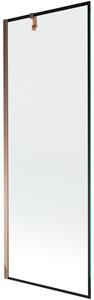 Mexen Next, paravan de baie 1 aripă 70 x 150 cm, aripă fixă, sticlă transparentă de 6 mm cu model negru, profil auriu roz, 895-070-000-00-70-60