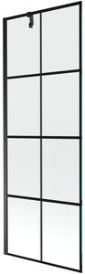 Mexen Next, paravan de baie 1 aripă 70 x 150 cm, aripă fixă, sticlă transparentă de 6 mm cu model negru, profil negru, 895-070-000-00-77-70