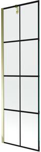 Mexen Next, paravan de baie 1 aripă 60 x 150 cm, aripă fixă, sticlă transparentă de 6 mm cu model negru, profil auriu, 895-060-000-00-77-50