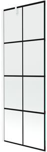 Mexen Next, paravan de baie 1 aripă 70 x 150 cm, aripă fixă, sticlă transparentă de 6 mm cu model negru, profil alb, 895-070-000-00-77-20