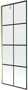 Mexen Next, paravan de baie 1 aripă 70 x 150 cm, aripă fixă, sticlă transparentă de 6 mm cu model negru, profil auriu, 895-070-000-00-77-50