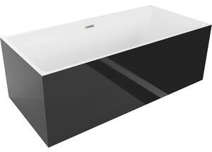 Mexen Nita, cadă de sine stătătoare 170 x 80 cm, alb-negru, preaplin din oțel periat, 52091708075-97