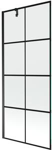 Mexen Next, paravan de baie 1 aripă 80 x 150 cm, aripă fixă, sticlă transparentă de 6 mm cu model negru, profil negru, 895-080-000-00-77-70