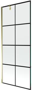Mexen Next, paravan de baie 1 aripă 80 x 150 cm, aripă fixă, sticlă transparentă de 6 mm cu model negru, profil auriu, 895-080-000-00-77-50
