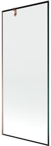 Mexen Next, paravan de baie 1 aripă 80 x 150 cm, aripă fixă, sticlă transparentă de 6 mm cu model negru, profil auriu roz, 895-080-000-00-70-60