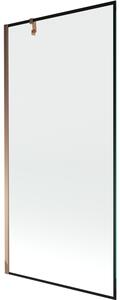 Mexen Next, paravan de baie 1 aripă 90 x 150 cm, aripă fixă, sticlă transparentă de 6 mm cu model negru, profil auriu roz, 895-090-000-00-70-60