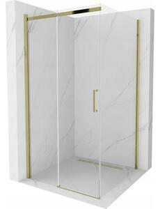 Mexen Omega, cabină de duș cu ușă glisantă 100 (uşă) x 100 (perete) cm, sticlă 8mm, profil auriu-sticlă transparentă, 825-100-100-50-00