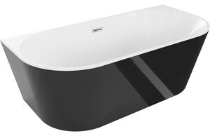Cada Mexen Oval, de sine stătătoare, montată pe perete, 140 x 75 cm, alb-negru, preaplin cromat, 52671407575-01