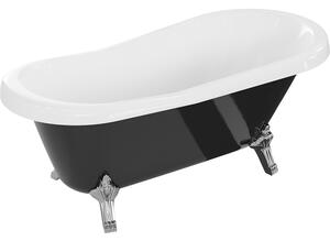 Mexen Retro, cadă de sine stătătoare 150 x 73 cm, alb-negru, picioare cromate, 53251507375-00