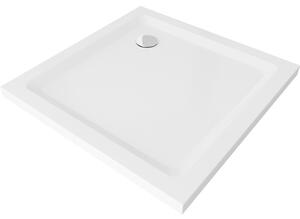 Mexen SLIM - Cadă de duș pătrată 70x70x5cm + sifon crom, alb crom, 40107070