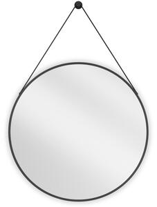 Mexen String, oglinda de baie rotunda pe banda 70 cm, culoare rama negru mat, 9854-070-070-000-70