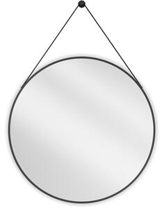 Mexen String, oglinda de baie rotunda pe banda 80 cm, culoare rama negru mat, 9854-080-080-000-70