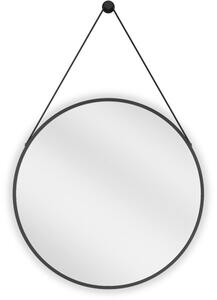 Mexen String, oglinda de baie rotunda pe banda 60 cm, culoare rama negru mat, 9854-060-060-000-70