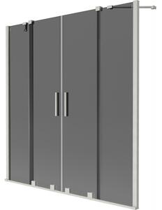 Mexen Velar Duo, paravan de baie glisant cu 2 aripi 160 x 150 cm, sticlă gri 8 mm, oțel periat, 896-160-000-42-97
