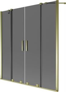 Mexen Velar Duo, paravan de baie glisant cu 2 aripi 140 x 150 cm, sticla gri 8 mm, profil auriu lucios, 896-140-000-42-50