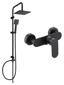 Set de duș Mexen Tord cu duș cu efect de ploaie și robinet de duș Milo, negru mat, 71340200-70