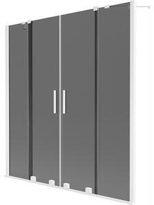 Mexen Velar Duo, paravan de baie glisant cu 2 aripi 150 x 150 cm, sticlă gri 8 mm, alb mat, 896-150-000-42-20
