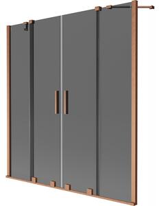 Mexen Velar Duo, paravan de baie glisant cu 2 aripi 140 x 150 cm, sticlă gri 8 mm, cupru mat, 896-140-000-42-65