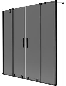 Mexen Velar Duo, paravan de baie glisant cu 2 aripi 140 x 150 cm, sticlă gri 8 mm, negru mat, 896-140-000-42-70