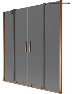 Mexen Velar Duo, paravan de baie glisant cu 2 aripi 140 x 150 cm, sticlă gri 8 mm, aur roz, 896-140-000-42-60