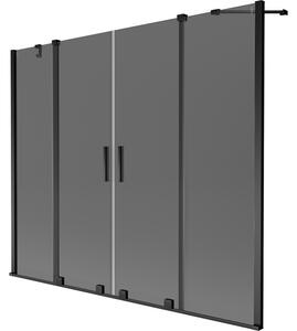 Mexen Velar Duo, paravan de baie glisant cu 2 aripi 180 x 150 cm, sticlă gri 8 mm, negru mat, 896-180-000-42-70