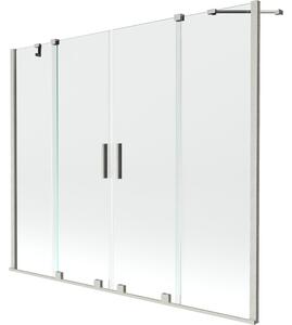 Mexen Velar Duo, paravan de baie glisant cu 2 aripi 180 x 150 cm, sticlă transparentă de 8 mm, oțel periat, 896-180-000-02-97