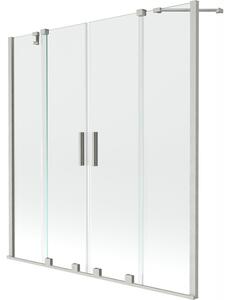 Mexen Velar Duo, paravan de baie glisant cu 2 aripi 150 x 150 cm, sticlă transparentă de 8 mm, oțel periat, 896-150-000-02-97