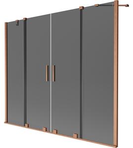 Mexen Velar Duo, paravan de baie glisant cu 2 aripi 170 x 150 cm, sticlă gri 8 mm, cupru mat, 896-170-000-42-65