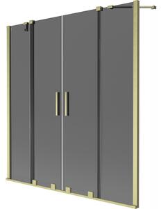 Mexen Velar Duo, paravan de baie glisant cu 2 aripi 140 x 150 cm, sticlă gri 8 mm, profil auriu mat, 896-140-000-42-55