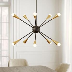 Lustră LED pe tijă Feiss FE-JAX10-MB JAX 10xG9/3W/230V negru/auriu