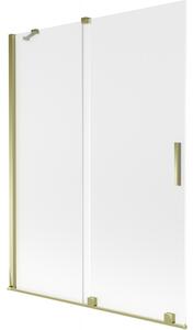 Mexen Velar, paravan de baie glisant cu 2 aripi 130 x 150 cm, sticlă mată 8 mm, auriu strălucitor, 896-130-000-31-50