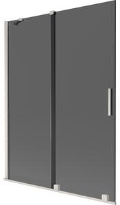 Mexen Velar, paravan de baie glisant cu 2 aripi 130 x 150 cm, sticlă gri 8 mm, oțel periat, 896-130-000-41-97