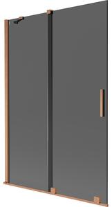 Mexen Velar, paravan de baie glisant cu 2 aripi 120 x 150 cm, sticlă gri 8 mm, cupru mat, 896-120-000-41-65