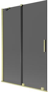 Mexen Velar, paravan de baie glisant cu 2 aripi 120 x 150 cm, sticlă gri 8 mm, auriu mat, 896-120-000-41-55