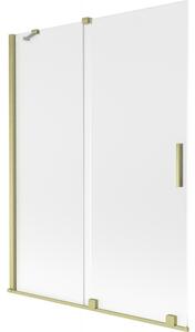 Mexen Velar, paravan de baie glisant cu 2 aripi 130 x 150 cm, sticlă mată 8 mm, auriu mat, 896-130-000-31-55