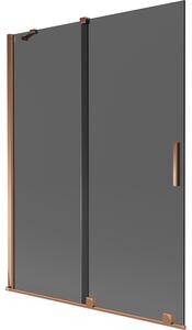 Mexen Velar, paravan de baie glisant cu 2 aripi 130 x 150 cm, sticlă gri 8 mm, aur roz, 896-130-000-41-60