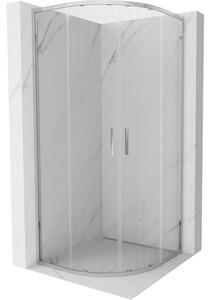 Mexen Exo, cabină de duș asimetrică cu ușă glisantă 80 x 80 cm, sticlă transparentă de 6 mm, profil cromat, 8132-080-080-01-00