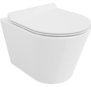 Mexen Rico, vas WC suspendat 490x360x370 mm, Rimless Tornado + scaun WC din duroplast, alb lucios, 30720100T