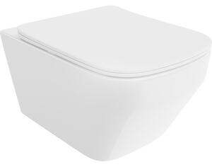 Mexen Riva, vas WC suspendat 555x370x335 mm, Rimless Tornado + scaun WC din duroplast, alb lucios, 30630200T