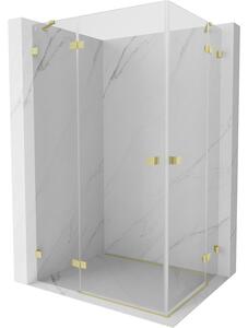 Mexen Lunar Duo, duș cu balamale 90 x 85 cm, sticlă transparentă de 8 mm, profil auriu mat, 834-090L-085P-55-00
