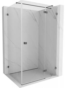 Mexen Lunar T, colț duș cu balamale dreapta 120 x 80 cm, sticlă transparentă de 8 mm, profil grafit periat, 834T-120-080-66-00-P