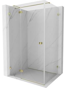 Mexen Lunar T, duș rabatabil, stânga 110 x 100 cm, sticlă transparentă de 8 mm, profil auriu, 834T-110-100-50-00-L