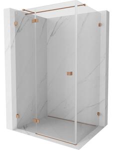 Mexen Lunar T, colț duș rabatabil stânga 120 x 80 cm, sticlă transparentă de 8 mm, profil cupru mat, 834T-120-080-65-00-L