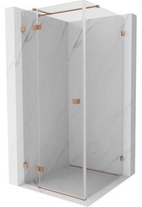 Mexen Lunar T, colț duș rabatabil stânga 120 x 120 cm, sticlă transparentă 8 mm, profil cupru mat, 834T-120-120-65-00-L