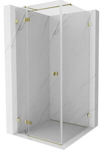 Mexen Lunar T, duș rabatabil, stânga 110 x 110 cm, sticlă transparentă de 8 mm, profil auriu, 834T-110-110-50-00-L