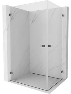 Mexen Lunar-B Duo cabină de duș cu balamale 75 x 70 cm, sticlă transparentă, grafit periat, 832-075L-070P-66-00