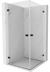 Mexen Lunar-B Duo cabină de duș cu balamale 100 x 100 cm, sticlă transparentă, negru mat, 832-100L-100P-70-00