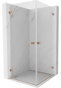 Mexen Lunar-B Duo cabină de duș cu balamale 70 x 70 cm, sticlă transparentă, cupru mat, 832-070L-070P-65-00