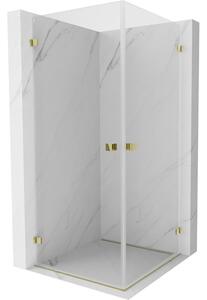 Mexen Lunar-B Duo, duș cu balamale 70 x 70 cm, sticlă transparentă de 8 mm, profil auriu, 832-070L-070P-50-00